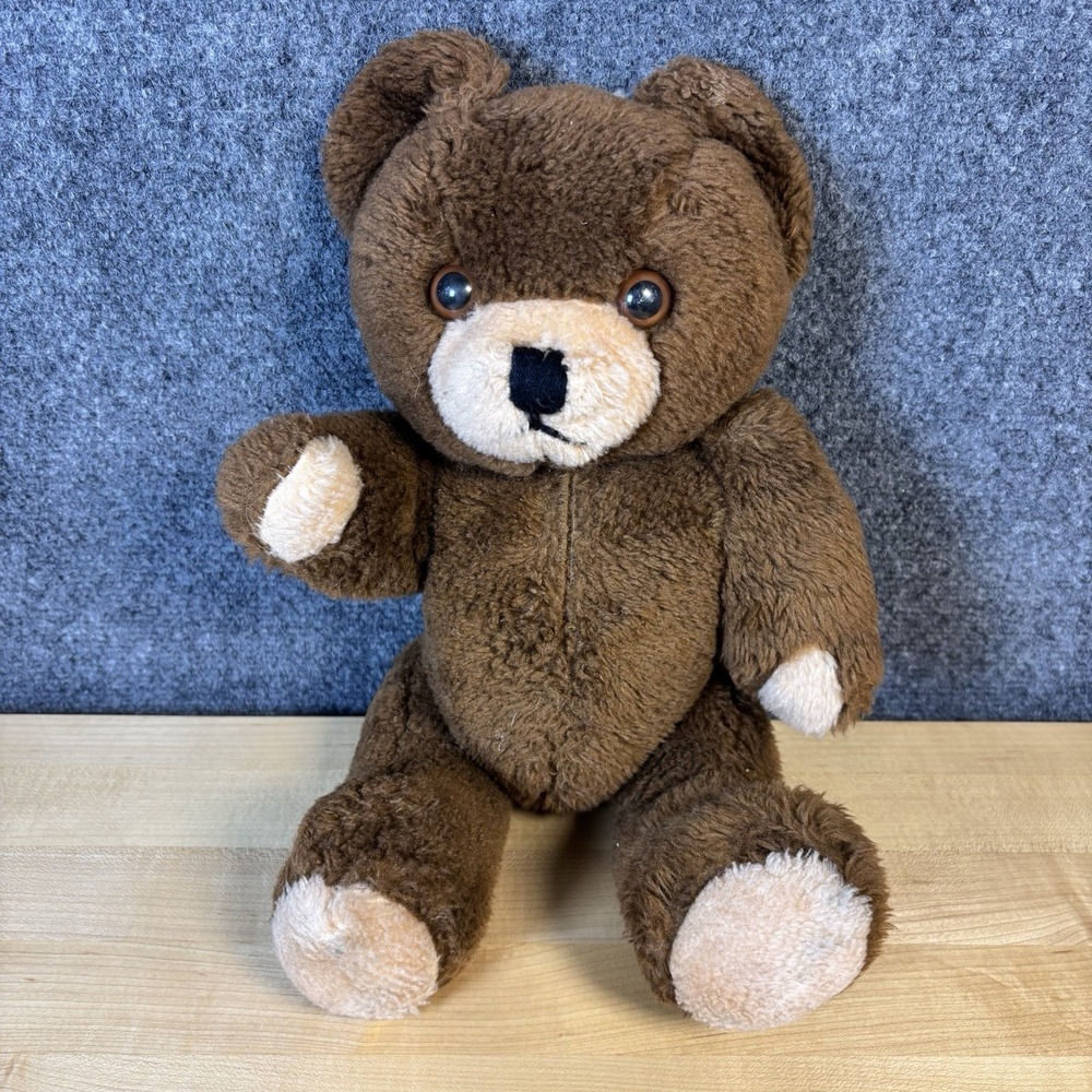 Commonwealth Teddy Bear Unisex 13" Brown Jointed Vintage Plush Toy Collectible